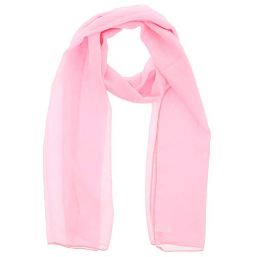 WESTEND CHOICE Ladies Chiffon Scarves Women Plain Neck Scarf Soft Headwrap Girls Headscarf Sheer Wrap womens scarves & wraps 150x45 cm (Light pink)