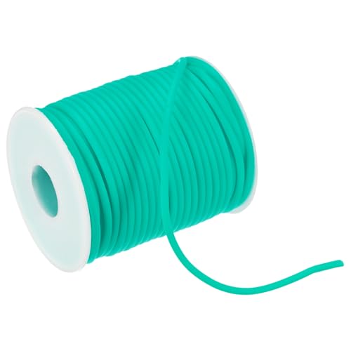 M METERXITY Hollow Pipe Tubing Rubber Cord, 27.3 Yards 3mm Stretchy String with 1.5mm Hole Elastic Strings Barber Cords for Jewelry Making/DIY Crafts/Necklaces/Bracelets [Cyan]