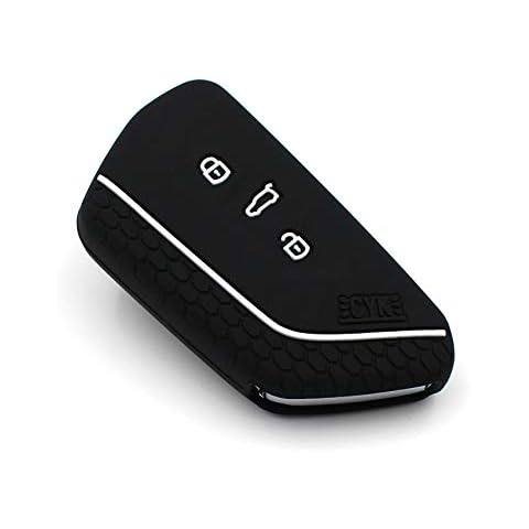 VF Key Case for 3-Button Car Key Silicon Cover Key Cover Protective Cover (Black White) Cover