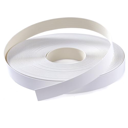 Image of PVC Edge Banding 7 /8 inch x 50ft Veneer Edge Banding White with Hot Melt Adhesive Pre - glued Iron on Edging Tape Trim for Cabinet Plywood Repairs and Furniture Restoration