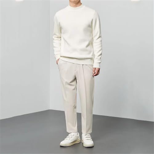 Men Clothing Sweaters Mock Neck Trend Long Sleeve Pullovers Knitted Tops3