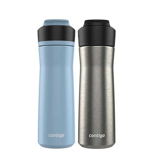 Image of Contigo Ashland Chill 2.0 Water Bottle, 24 oz, 2-Pack, Glacier; Stainless steel w /Licorice