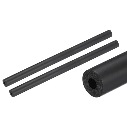 QUARKZMAN 2pcs Tubes d'Isolation de Tuyaux 25cm/10, Isolant Tuyau Caoutchouc en Mousse, Conduits Isolants ID 6mm OD 16mm pour Support Poignée Chauffage Tube Climatisation, Noir