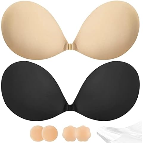 Alki'i Adhesive Bra Push Up 2 Pair with Nipple Covers Cover