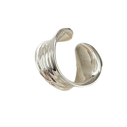 Bague en argent sterling pour femme en métal précieux poli miroir