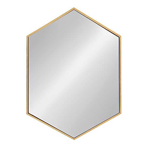 Kate and Laurel McNeer Hexagon Metal Frame Wall Mirror with Gold Finish for Bathrooms, Entryways, Bedrooms, and More, 31 x 22-inches