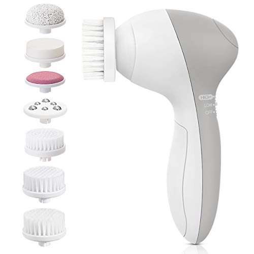 Brosse Nettoyante Visage, PIXNOR Brosse Visage Avec 7 Têtes Brossantes, Brosse pour Visage Électrique Exfoliante pour Nettoyage en Profondeur, Exfoliation Douce, Suppression des Points Noirs, Massage