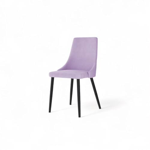 Image of Finch Fox Taskpro Modern Unique Velvet Upholstered Seating Living Room Dining Chair with Black Metal Legs in Lavender Color