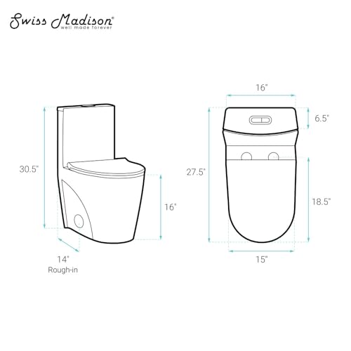 Swiss Madison St. Tropez One-Piece 14\" Rough-in 1.1/1.6 GPF Dual Top Vortex Flush Elongated Toilet in Matte White - Thumbnail 3