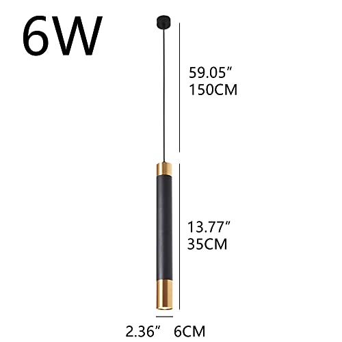 Lampe suspendu noire LED cylindrique 6x35cm pour éclairage de chambre - 2