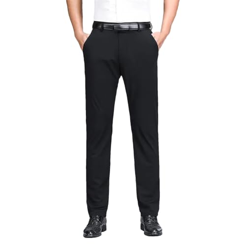 Kelsiop Spring High-Elastic Business Suit Trousers for Men Thickened Solid Color Straight Casual Formal Office Trousers