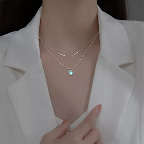 Collier pendentif coeur double couche argent 925 cadeau idéal - 4