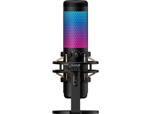 Microfone Condensador HyperX QuadCast S – RGB Personalizável, Toque para Silenciar, Antivibração, Fi