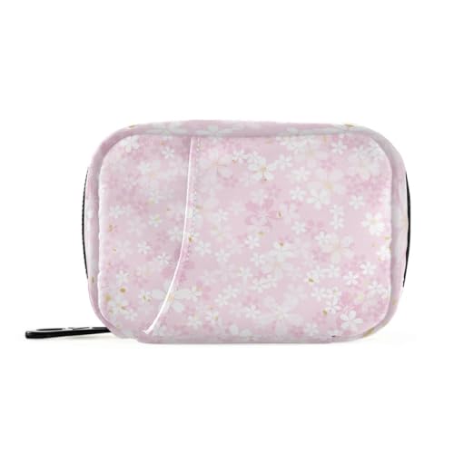 Akiraki ピルケース 薬ケース お薬入れ 小分け 携帯用 コンパクト 桜 桜柄 花柄 和風 和柄 ピンク エレガント お薬収納ポーチ 大容量 小物入れ サプリメントケース 常備薬 飲み忘れ防止 旅行 アウトドア 出張