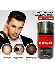 Hair Building Fibers with Natural Keratin to Conceal Instantly for Thinning Hair, Bald spot & Cover Up Hair Loss to Add Volume for Full & Thick Hair for Men & Women by PLAYHAIR (Blend Black)