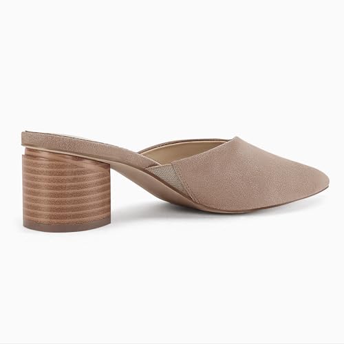 Image of Coutgo Womens Pointed Toe V Cut Mules Chunky Block Heels Slip On Clogs Fashion Office Slides Shoes