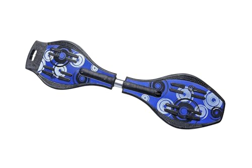 Image of Aluminium Wave Board Skateboard with Carry Bag, Anti-Slip Deck Caster Board with 360 Rotating Wheels, Durable Lightweight Street Surfing Board for Kids Teens Adults (Design 4)
