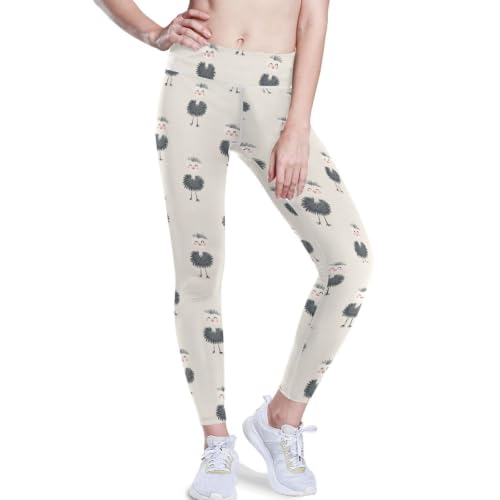 Leggings de yoga para mujer mallas de cintura alta para baile diseño emú blanco roto XS-XXL