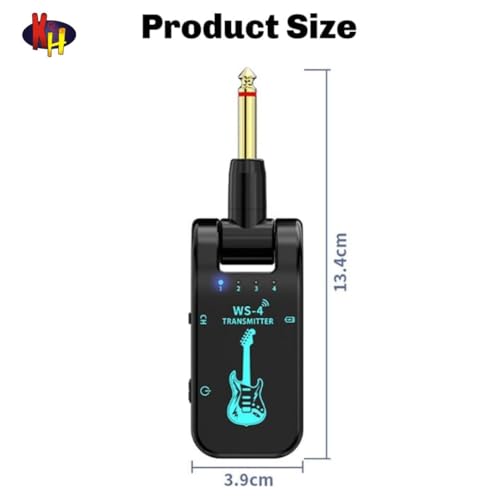 Image of kh Wireless Guitar System, 2.4G, 48KHz /16Bit Rechargeable Guitar Transmitter Receiver, Low Latency Wireless Audio System for Electric Guitar, Bass, Electric Violin Instruments (WS-4)