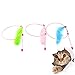 Yardwe Steel Wire Cat Teaser Wand Feather Lure Interactive Cat Toys for Scratching Prevention Random