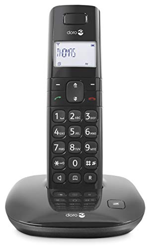 Doro Comfort 1010 Téléphone sans Fil DECT pour Seniors Compatible avec Appareils Auditifs (Single/Noir)
