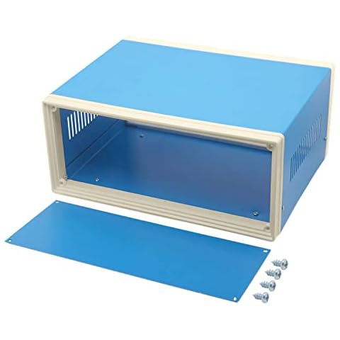 awagas 9.8"x7.4"x4.3" Blue Metal Junction Box, DIY Project Enclosure Box Corrosion-proof Waterproof Electronic Instrument Enclosure Box for Instruments Meters Equipment Control Systems (250x190x110mm) Cover