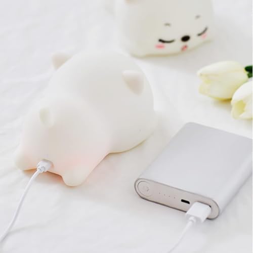 Image of Silicon Cat Night Lights for Kids, 7 Color Changing Mode, Rechargeable Lamp, Tap Control with USB Cable Perfect for Baby, Girl, Boys, Children