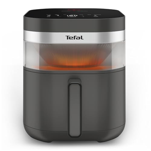 Tefal Easy Fry Infrared Heißluftfritteuse, 7 L Fassungsvermögen, Infra-Heat-Technologie, doppelte Heizelemente, 8 voreingestellte Programme, LED-Sichtfenster, bis zu 8 Portionen, Dunkelgrau, EY832HE0 1