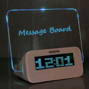 BXT Creative Erasable Memo Board Fluorescent Light Message Board LED Digital Alarm Clock USB 4 Port Hub With Thermometer Calendar Snooze Gift