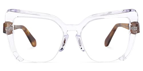 Image of Zeelool Vintage Cat Eye Semi-rimless Glasses Frame for Women with Non-prescription Clear Lens Valencia ZWA785041