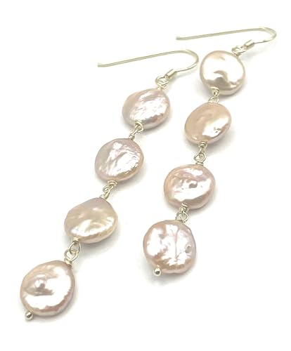 Perles Roses Baroques boucles d'oreilles créateur vermeil 24 K pendantes