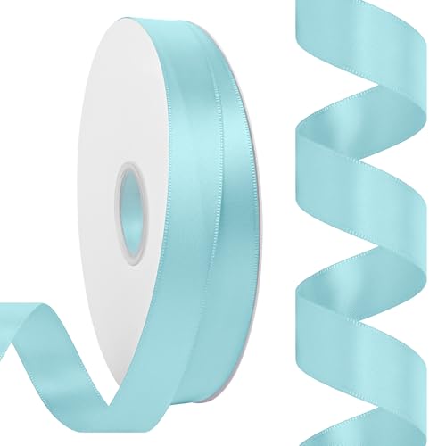 Rilisili Light Blue Satin Ribbon 7/8 Inch 100 Yards Double Faced Polyester Satin Ribbon for Gift Wrapping Weddings DIY Crafts Flower Bouquet Bow Making Home Decor Sewing
