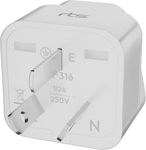 Image of rts India to Australia Plug Converter Adapter, India to China, Australia, New Zealand & More Universal Travel Adapter Type I Perfect for Laptop, Camera USB Charger Tablets iPhone and More (1 Pack)
