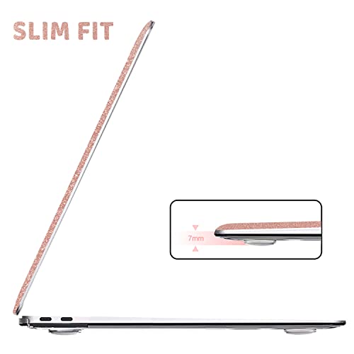 Anban Compatible with MacBook Pro 13 inch Case 2024 2023 2022 M2, 2021-2016 M1 A2338 A2251 A2289 A2159 A1989 A1706 A1708, Glitter Plastic Hard Shell Case +Keyboard Cover +Screen Protector, Rose Gold