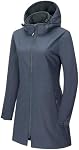 Outdoor Ventures Softshell Veste avec capuche amovible à manches doublées brise-vent Isolée longue veste de pluie chaude pour femme