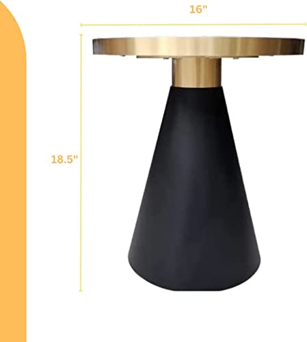 First Of A Kind Round White Top Modern Side Table With Black Carbon Steel Base And White Scratch Resistant Sintered Stone Top, Black Modern End Table #TOP2