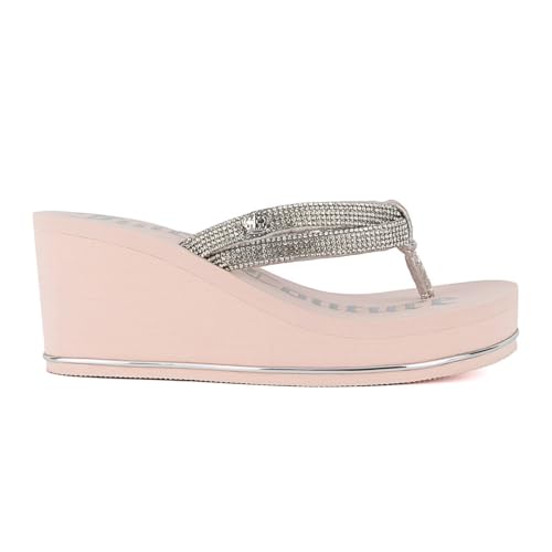 Image of Juicy Couture Women's Wedge Platform Flip Flops, Fashion Beach Sandals with Soft Footbed and Thong Style