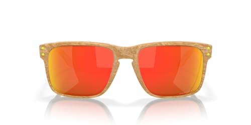Oakley Men's OO9244 Holbrook Low Bridge Fit Rectangular Sunglasses, Matte Stone Desert Tan/Prizm Ruby Polarized, 56 mm