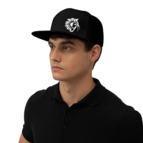 Hzwerly Sunflower Horse Fashion Snapback Hats Men Women Adjustable Baseball Cap Classic Black Trucker Dad Hat #TOP5