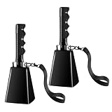 Junhonze 2 StüCk Stahl Kuhglocke - Jubelnde Handglocke - Kuhglocke Groß, Mit 17 Cm Langer Handschlaufe, Geeignet FüR FußBallspiele, Sportveranstaltungen, BauernhöFe Und Partys