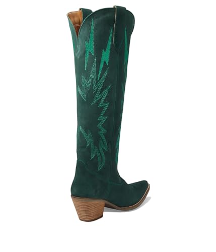 Image of Dingo Womens Thunder Road Embroidered Snip Toe Casual Boots Knee High Mid Heel 2-3 inch