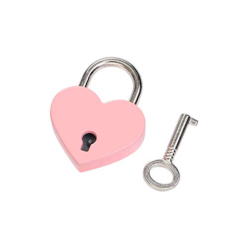 Image of Leadigol 3 Pcs Heart Shaped Padlock Mini Lock with Key,Small Metal Padlock Love Heart Lock Zinc Alloy Wedding with Key Travel Jewelry Box Hardware