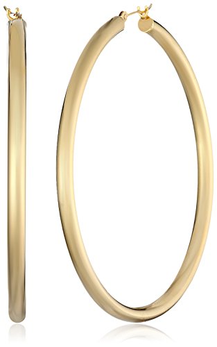 14k Gold-Bonded Sterling Silver Polished Hoop Earrings, (2