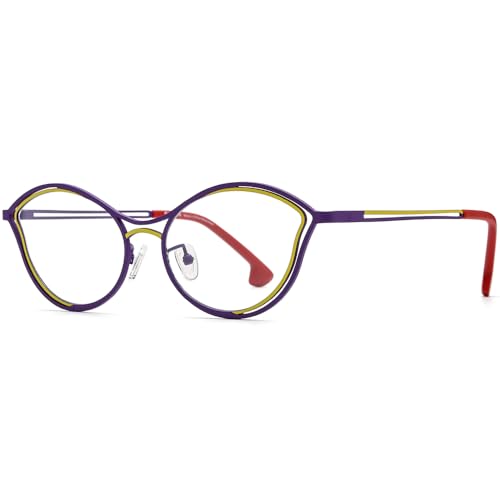 Image of FONEX Colorful Pure Titanium Glasses Frame Women Retro Round Eyeglasses