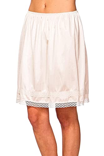 Patricia Lingerie Women's Soft Satin Snip It Half Slip Custom Length Cling Free with Lace Trim, Elastic Waistband (19" Or 17" Ivory Large) - Thumbnail 2