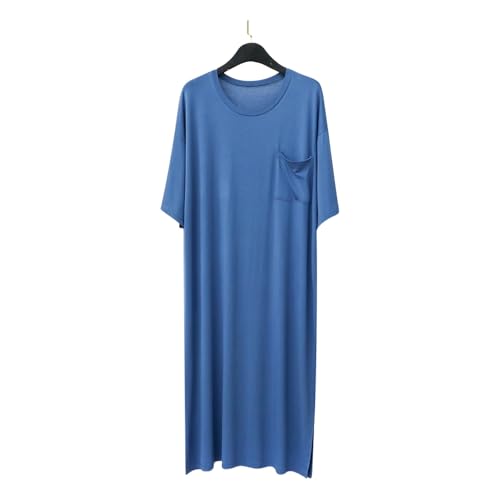 Men's Oversized Long Nightshirt Casual Crewneck Short Sleeve Nightgown Knee Length Loose Fit Nightdress4
