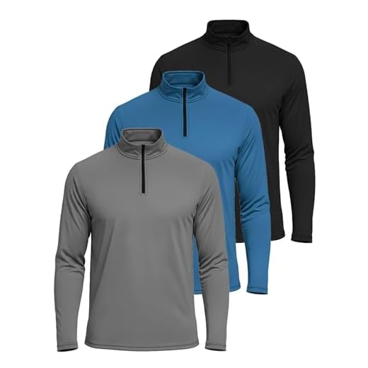 Real Essentials Mens Quarter 1/4 Zip Pullover Men Sweatshirt Long Sleeve Shirts 1/2 Athletic Fishing Dry Fit Shirt Gym Running Compression Golf Half Top Workout Sweatshirts, Set 7, XL, Pack of 3