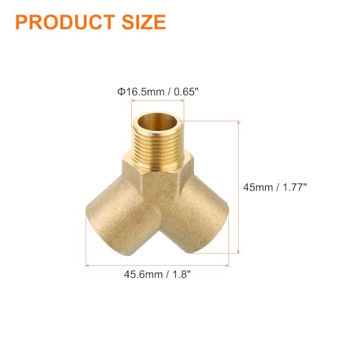 Conector de latón de 3 vías de 3/8 NPT con acabado de precisión para gas uxcell 3