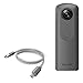 BoxWave Cable Compatible with Ricoh Theta V - Micro USB DuraCable, Braided Micro USB Charging Cable for Ricoh Theta V - Space Grey