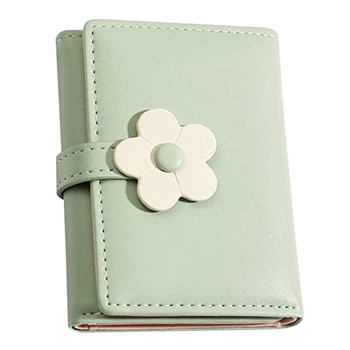 Beaupretty Korean Style Trifold Student Wallet with Flower Pattern Cute PU Coin Purse and Key Change Holder for Lightweight Card Organizer for Teachers and Office Workers Green